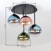 Gastor retro vintage E14 ceiling light with multicoloured glass globe shades, 4-light