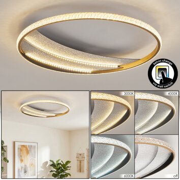 Calista LED ceiling light round 52 cm, flat flush ceiling light, 3 light colours