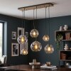 Koyoto 6-light multi-drop globe pendant light for dining room, boho vintage E27