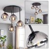 Modern Cluster Ceiling Light Chehalis, 4 clear and smoke-coloured glass shades, G9