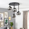 Modern Cluster Ceiling Light Chehalis, 4 clear and smoke-coloured glass shades, G9