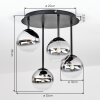 Modern Cluster Ceiling Light Chehalis, 4 clear and smoke-coloured glass shades, G9