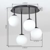 Modern globe light Chehalis with four clustered white glass shades, G9 socket