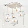 Koyoto 5-light ceiling light, globe ceiling lamp with square canopy, E14
