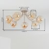 Globe light Koyoto, modern cluster with seven amber and clear glass shades, E14