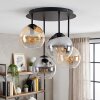 Globe ceiling light Koyoto with 4 amber, clear and smoke glass shades, ø 15 cm, E14 socket
