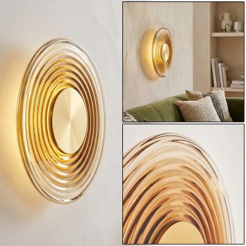 Liriel LED wall light, round retro wall lamp with concentric ring design