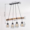 Gondo wooden rod pendant light, 4-light dining room lighting, 80 cm length