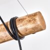 Koyoto wooden rod pendant light, 5-light dining room hanging light, 100 cm length