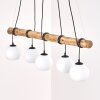 Koyoto wooden rod pendant light, 5-light dining room hanging light, 100 cm length