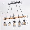 Gondo wood rod pendant light, 5-light E27 hanging lamp, length 100 cm