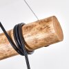 Gondo wood rod pendant light, 5-light E27 hanging lamp, length 100 cm