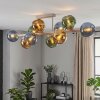 10-flame Cluster ceiling light Koyoto, blue, gold and green glass shades, ø 15 cm
