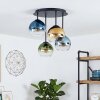 Koyoto ceiling light with 4 globe shades, 4-light round retro design