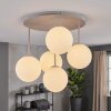 Modern Cluster Ceiling Light Chehalis with five white glass shades, ø 15 cm