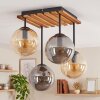 Boho-style Cluster ceiling light Gastor with 4 amber and smoke glass shades