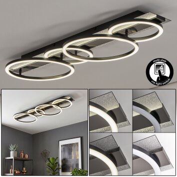 Flat LED ceiling light Kordex with glitter effect, memory function, 4000 Kelvin neutral white
