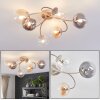 Globe light Chehalis, six clustered round glass shades in amber, clear and smoke-coloured