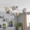 Globe light Chehalis, six clustered round glass shades in amber, clear and smoke-coloured
