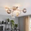 Globe light Chehalis, six clustered round glass shades in amber, clear and smoke-coloured