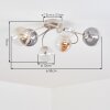Globe light Chehalis, six clustered round glass shades in amber, clear and smoke-coloured