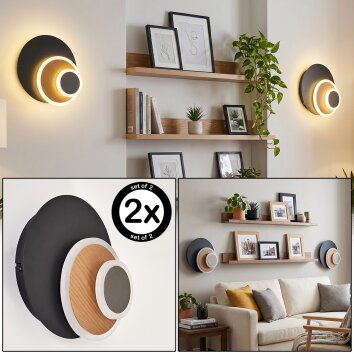 Lemik LED wall light set of 2, round flat wall lights, adjustable, modern