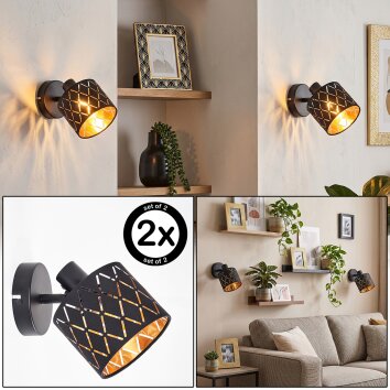 Alsen adjustable wall spotlight set of 2 with cut-out shade, E14, rotatable head