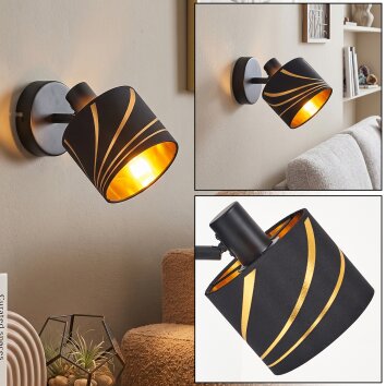 Alsen rotating and swivelling bedside wall spotlight with slotted shade, black, E14