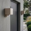LED Up & Down Light Tamarin, set of 2, motion sensor, 3000 Kelvin warm white, sand IP54