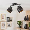 Alsen 2-light adjustable ceiling spotlight with retro slotted shades, E14