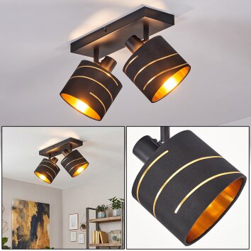Alsen 2-light ceiling spotlight with cylindrical cut-out shade design, E14, modern