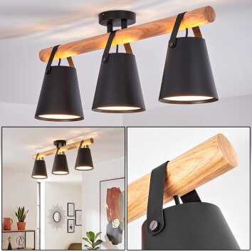 Andian 3-light ceiling light for dining room, elongated rail with cone shades