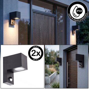 Modern outdoor wall light Kingstown, set of 2 with angular housing and motion sensor