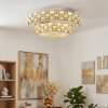LED Ceiling Light Seloria, tiered ring, faceted amber and clear glass, 2700–6000 Kelvin