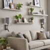 Turil LED wall reading lights set of 2 with grey fabric shade, rotatable spot