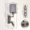 Turil LED wall reading lights set of 2 with grey fabric shade, rotatable spot
