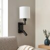 Turil LED wall light with fabric shade and adjustable reading lamp with switch
