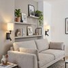 Turil LED wall reading light set of 2, couch wall lamp with white fabric shade