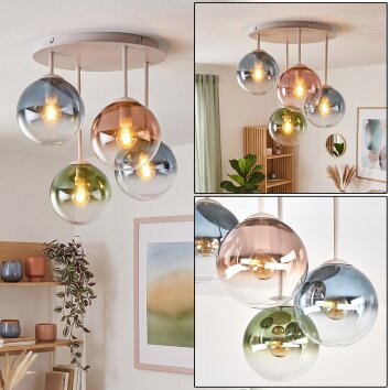 Gastor 4-light globe ceiling light, E14, Ø 38 cm, modern retro design