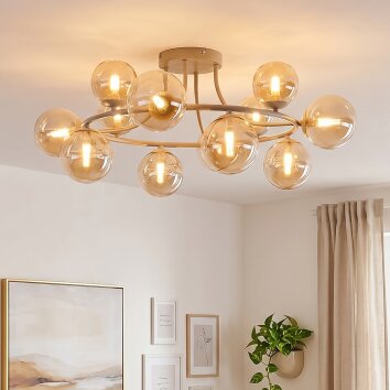 Chehalis round globe ceiling light, 12-light G9 fitting, Ø 76 cm, retro