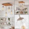 Boho Style Cluster ceiling light Gastor with 4 clear glass shades and wood canopy