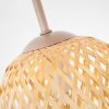 Basto 4-light boho rattan ceiling light with woven globe shades and wood slat canopy