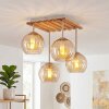 Koyoto boho ceiling light with 4 round globe shades, E14, vintage style