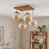 Koyoto boho ceiling light with 4 round globe shades, E14, vintage style