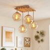 Koyoto boho ceiling light with 4 round globe shades, E14, vintage style