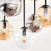 Globe light Gastor with 5 amber, clear and smoke-coloured glass shades on a wood-slat panel