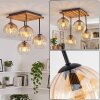 Koyoto semi-flush ceiling light, 4-light globe shades with slatted canopy, E14