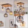 Koyoto 4-light ceiling light with globe shades, E14, boho retro slatted canopy