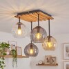Koyoto 4-light ceiling light with globe shades, E14, boho retro slatted canopy