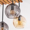 Koyoto 4-light ceiling light with globe shades, E14, boho retro slatted canopy